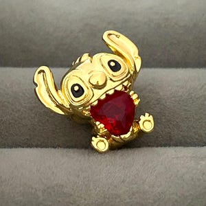 Gilded Disney Stitch Heart Charm Bead Pendant for European Pandora Bracelet image 3