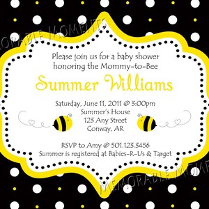 Custom Printable Bumble Bee Baby Shower or Party Invitation 5x7 - Etsy