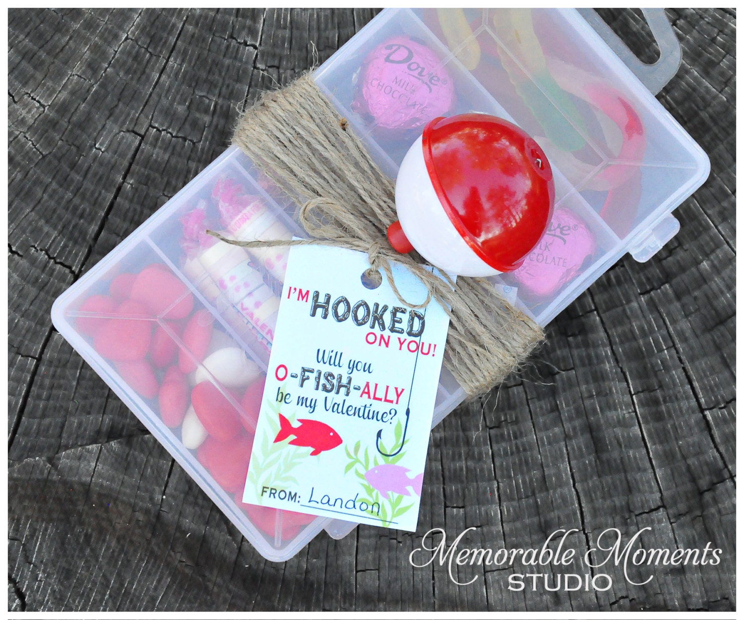 INSTANT DOWNLOAD Printable I'm Hooked on You Favor Tags Happy Valentine's  Day Tackle Boxes With Candy Memorable Moments Studio 