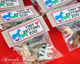 INSTANT DOWNLOAD - Printable Treat Bag Labels - Tiny Petting Zoo - Farm or Petting Zoo Party - Memorable Moments Studio