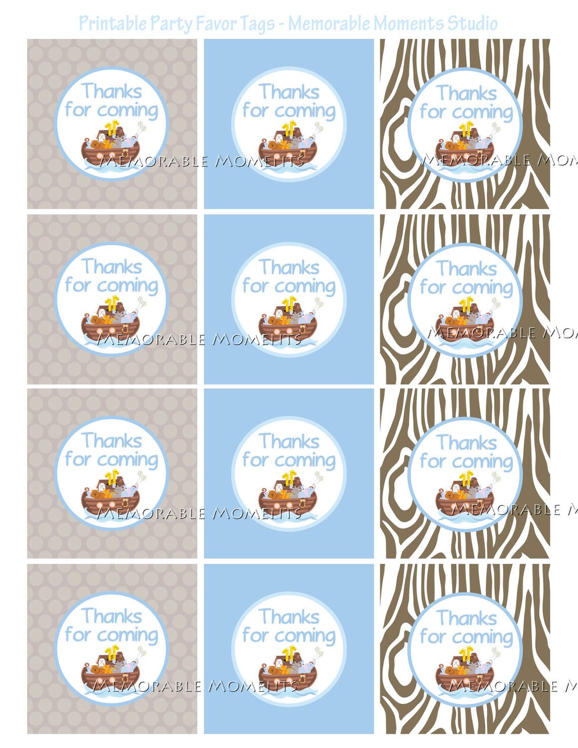 INSTANT DOWNLOAD Printable Favor Tags Noah's Ark - Etsy