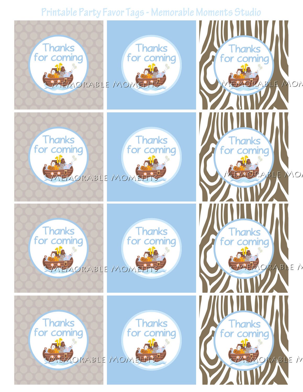 INSTANT DOWNLOAD Printable Favor Tags Noah's Ark | Etsy