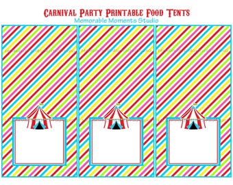INSTANT DOWNLOAD - Printable Food Tents or Placeholders - Carnival or Circus Party Collection - Memorable Moments Studio