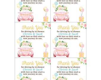 PRINTABLE TAGS Drive By Shower Thank You Gift Tags - Personalized - Memorable Moments