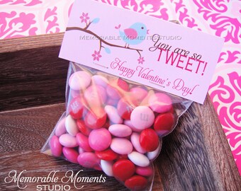 INSTANT DOWNLOAD - Printable Candy Bag Labels - Happy Valentine's Day - Tweet Bird - You are so Tweet - Memorable Moments Studio