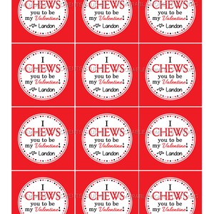PRINTABLE VALENTINE I CHEWS You Tags or Stickers - Bubble Gum Labels ...