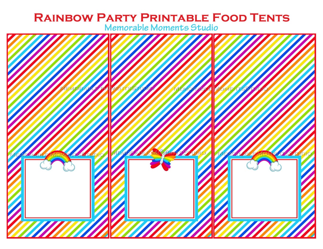 INSTANT DOWNLOAD Printable Food Tents or Placeholders Rainbow Party ...