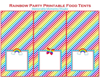 INSTANT DOWNLOAD - Printable Food Tents or Placeholders - Rainbow Party Collection - Memorable Moments Studio