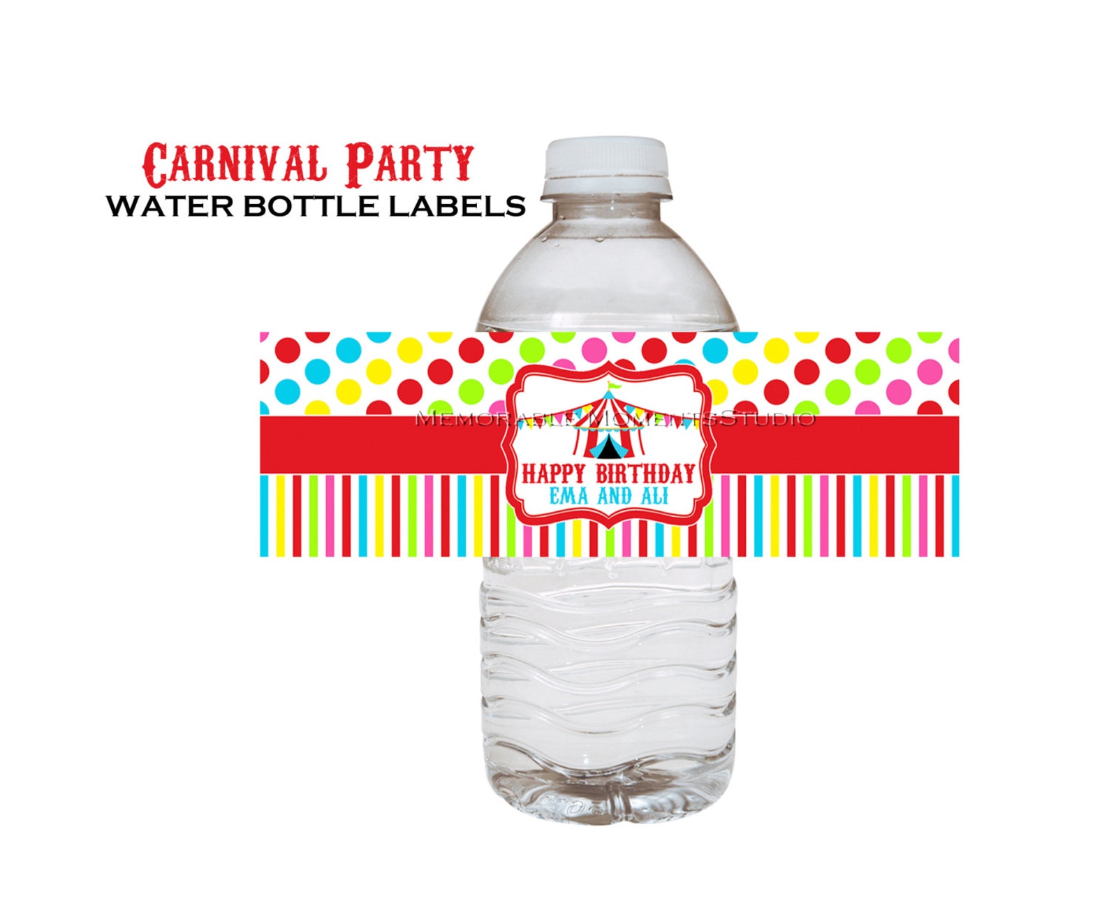 PRINTABLE WATER BOTTLE Labels Carnival or Circus Birthday - Etsy