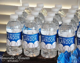 PRINTABLE WATER BOTTLE labels Baseball Party Collection - 2"x9" labels - Sports - Memorable Moments Studio