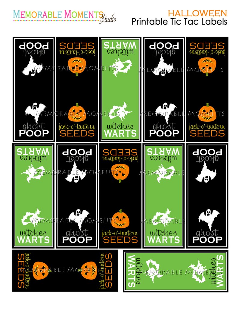 PRINTABLE Labels Happy Halloween Collection Ghost Poop - Etsy