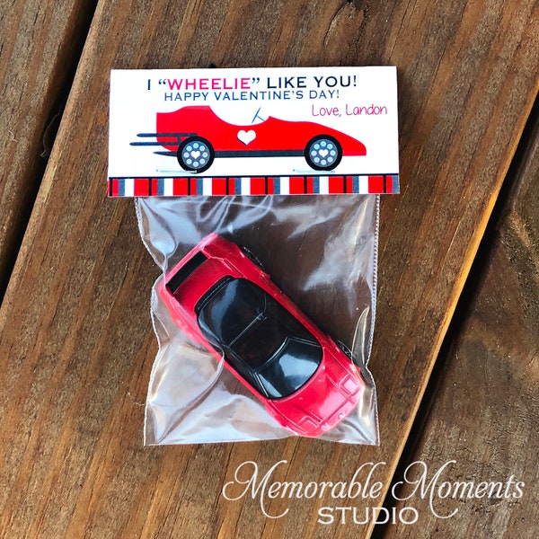 PRINTABLE I Wheelie Like You Valentine Bag Labels - Toy Car Gifts for Kids - Happy Valentine's Day Collection - Memorable Moments Studio