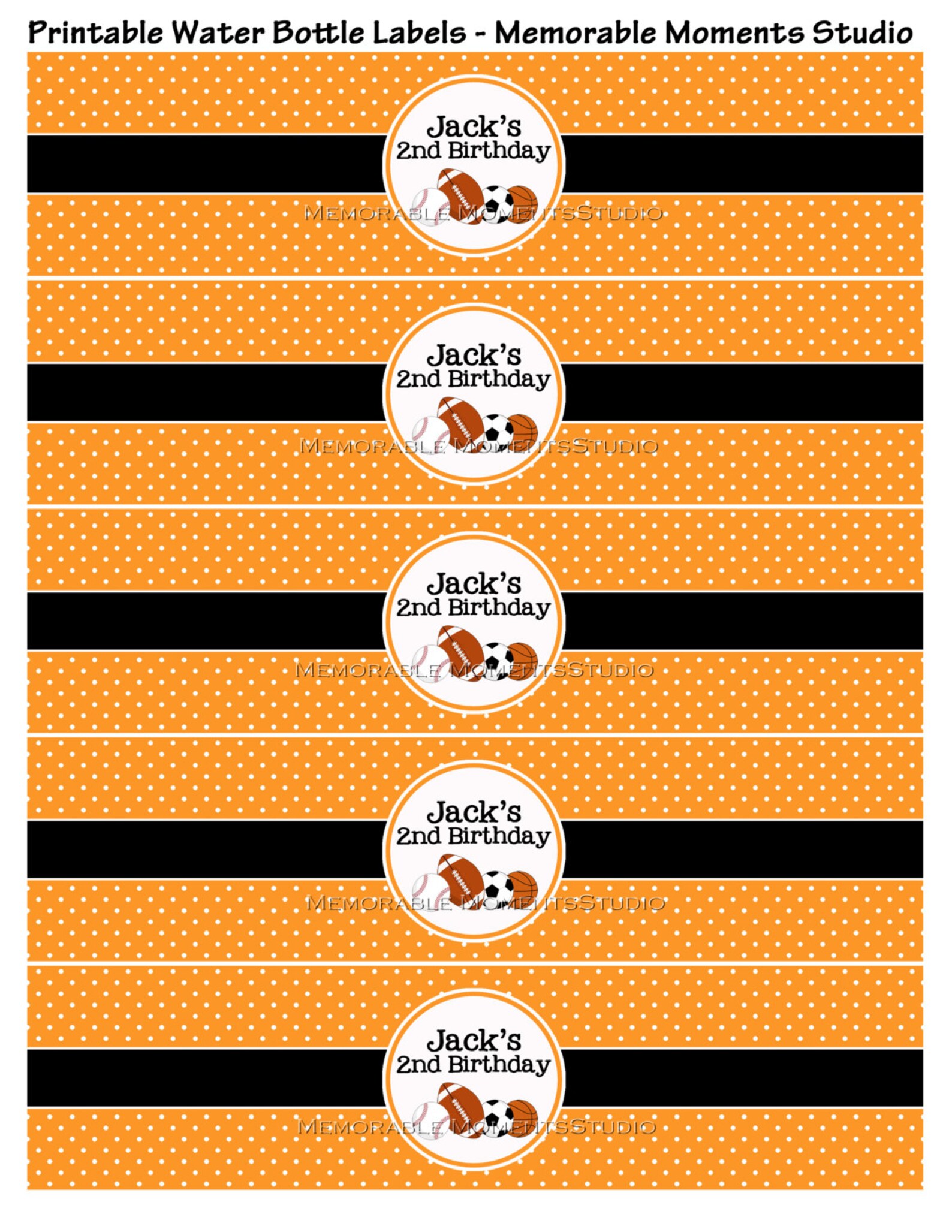 PRINTABLE WATER BOTTLE labels Sports Birthday Party Collection | Etsy