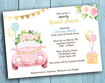 PRINTABLE INVITATIONS Drive Through Bridal Shower or Baby Shower Invitation - Memorable Moments Studio