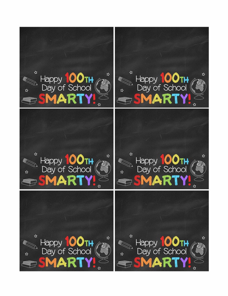 INSTANT DOWNLOAD Printable 100th Day of School Bag Labels Memorable Moments Studio image 2