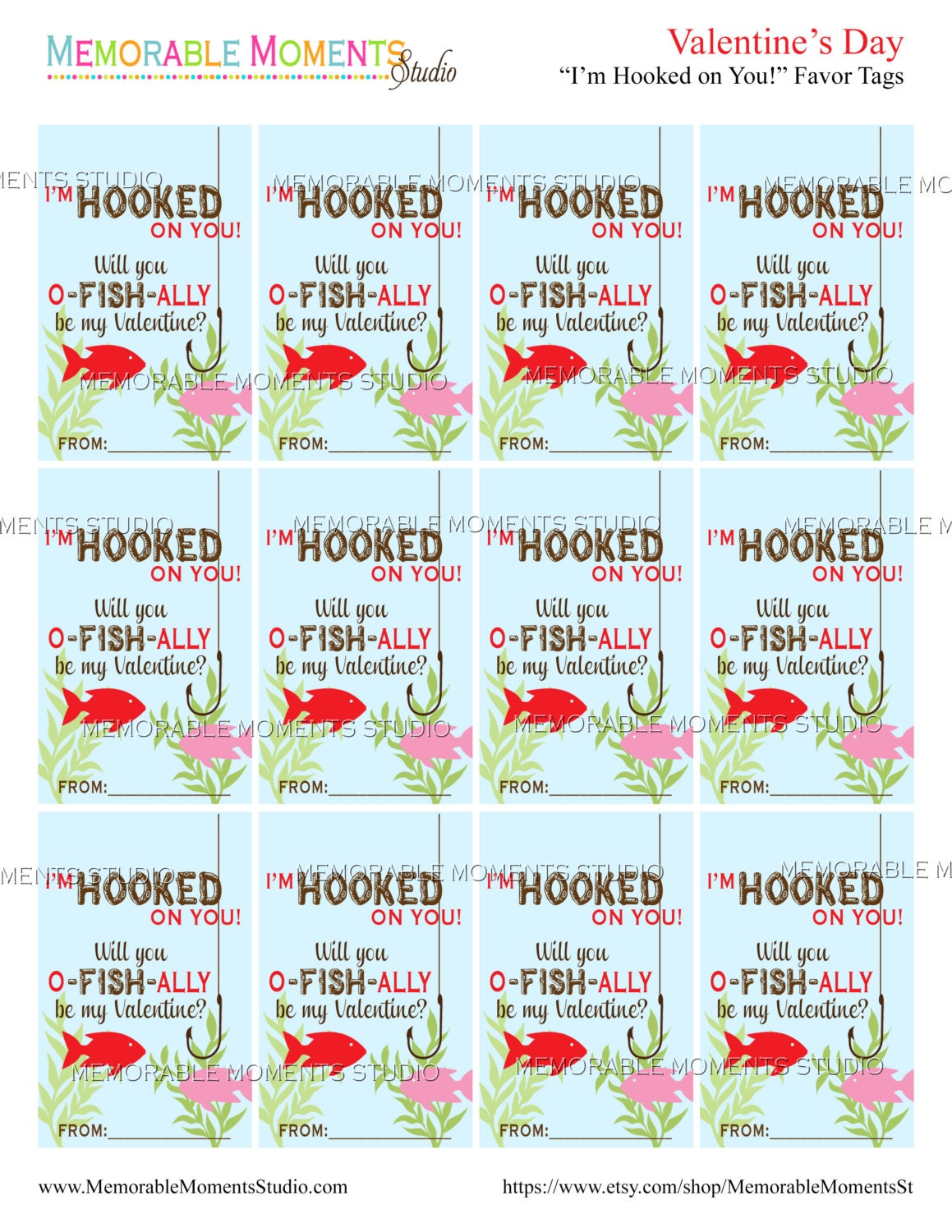 INSTANT DOWNLOAD Printable I'm Hooked on You Favor Tags - Etsy