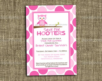 PRINTABLE INVITATION Pink Ribbon Collection - Save the Hooters Custom Invitation - Memorable Moments Studio