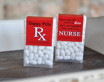 PRINTABLE labels Happy Pills Mint Labels - Nurse Appreciation Week - Graduation - National Nurse Day - Memorable Moments Studio