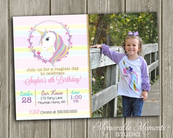 PRINTABLE INVITATIONS Magical Unicorn Party Invitation - Memorable Moments Studio