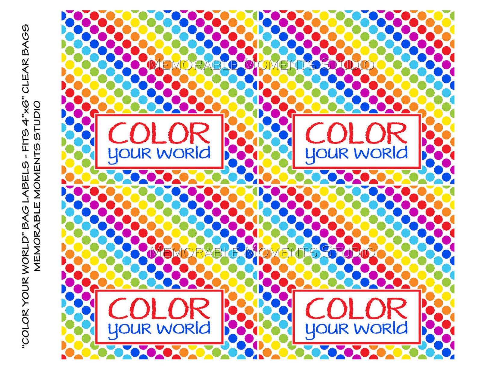 INSTANT DOWNLOAD Printable Candy Bag Labels Rainbow or Etsy