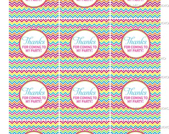 INSTANT DOWNLOAD Printable Favor Tags - Colorful Chevron Party - Memorable Moments Studio