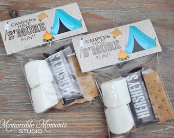 INSTANT DOWNLOAD - Printable Bag Labels - Camping Party - Campers have Smores Fun - fits 4"x6" treat bags - Memorable Moments Studio