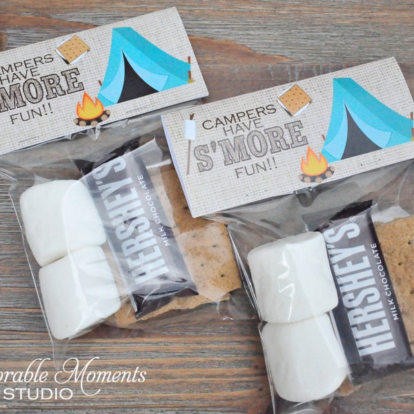 INSTANT DOWNLOAD - Printable Bag Labels - Camping Party - Campers have Smores Fun - fits 4"x6" treat bags - Memorable Moments Studio