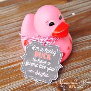 PRINTABLE VALENTINE TAGS Chalkboard I'm A Lucky Duck to have you as a Friend Gift Tags - Personalized - Memorable Moments