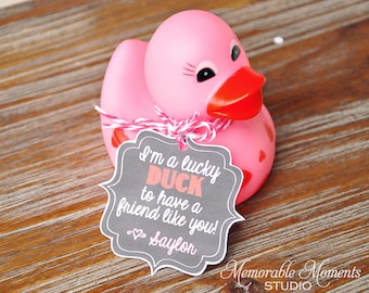 PRINTABLE VALENTINE TAGS Chalkboard I'm A Lucky Duck to have you as a Friend Gift Tags - Personalized - Memorable Moments