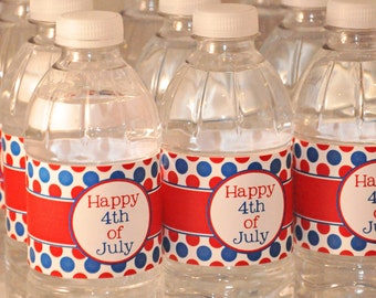 50% off - INSTANT DOWNLOAD - Printable Water Bottle labels - Happy 4th of July Party Collection - Memorable Moments Studio