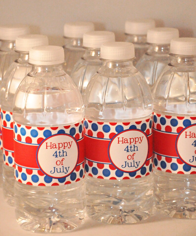 50% off INSTANT DOWNLOAD Printable Water Bottle labels Happy 4th of July Party Collection Memorable Moments Studio image 1