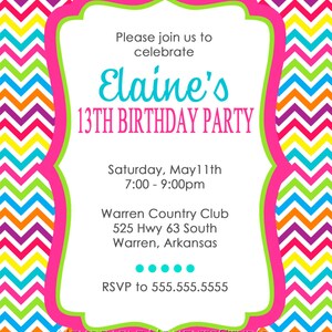 PRINTABLE INVITATIONS Colorful Chevron Party Celebration | Etsy