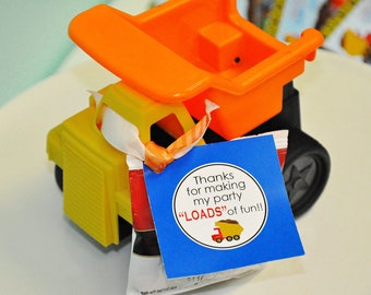 INSTANT DOWNLOAD - Printable Party Favor Tags - Under Construction Party Collection - Dump Truck - Memorable Moments Studio
