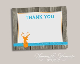 INSTANT DOWNLOAD Printable Flat 5.5"x4.25" Thank You Card - Rustic Deer Collection - Memorable Moments Studio