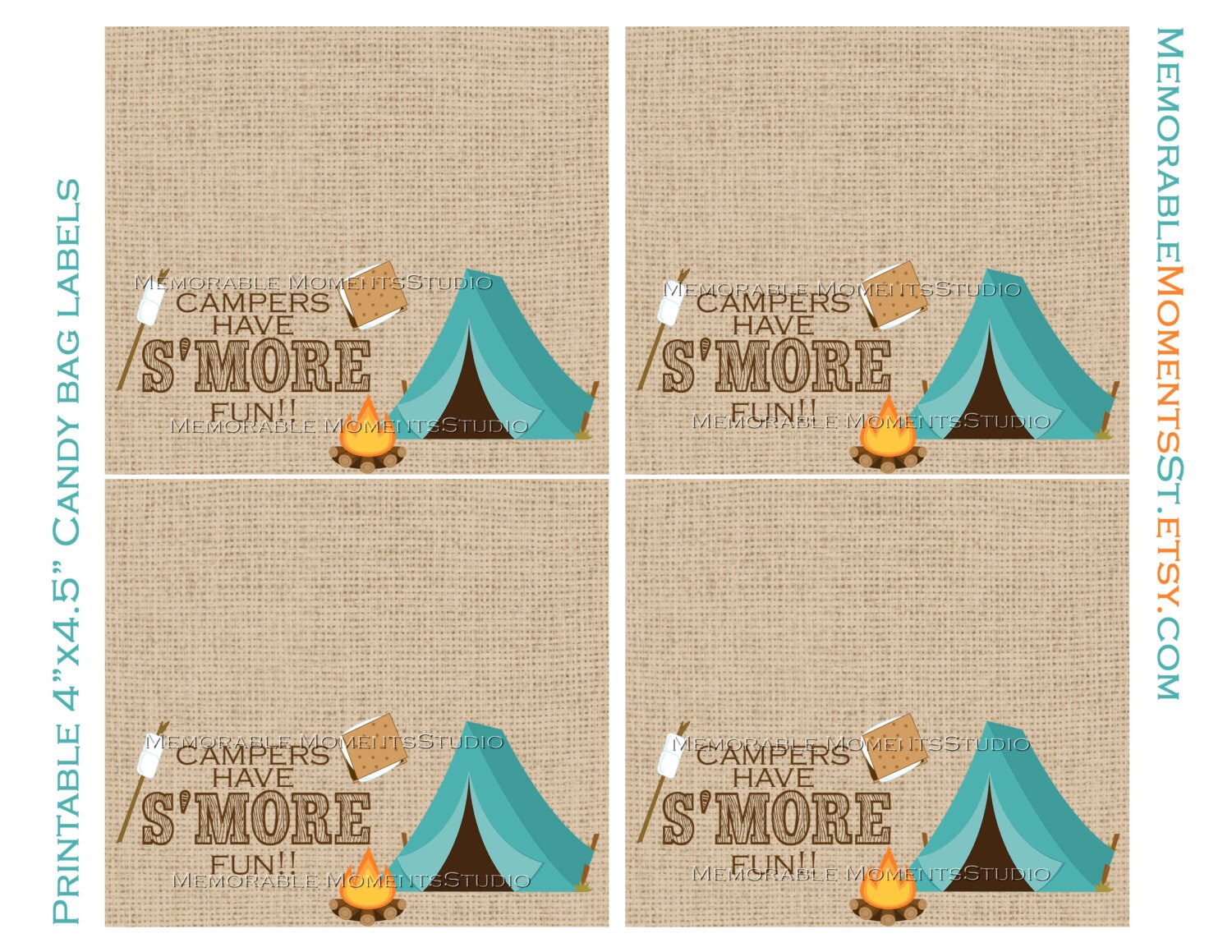 INSTANT DOWNLOAD Printable Bag Labels Camping Party Etsy