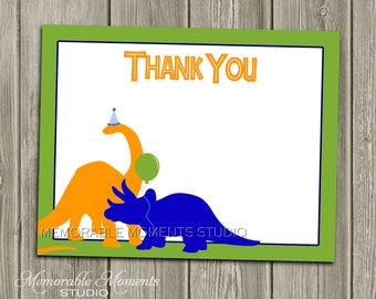 INSTANT DOWNLOAD - Printable 5.5"x4.25" flat Thank You Cards - Dinosaurs - Memorable Moments