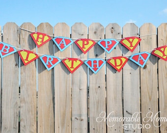 INSTANT DOWNLOAD Printable Happy Birthday Banner - Superhero Collection - Memorable Moments Studio