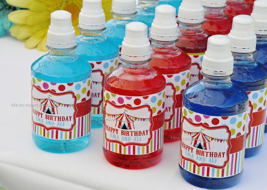 PRINTABLE WATER BOTTLE Labels Carnival or Circus Birthday Party ...