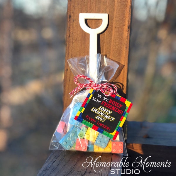 PRINTABLE FAVOR TAGS Building Blocks and Shovel Tags Happy Valentine's Day Collection - Memorable Moments Studio