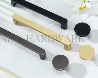 Solid Brass Drawer Pulls: Matte Gold,Black & Antique Bronze Kitchen Handle, Cabinet Hardware
