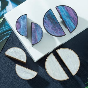 Resin Semicircle Drawer Handles Art Decor Cabinet Pulls Modern Kitchen Cupboard Handle Hardware