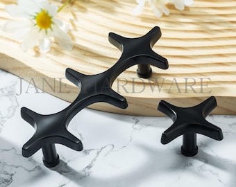 Art Decor Cabinet Pulls: Star Drawer Knob,Black Drawer Handle,Solid Brass Furniture Hardware