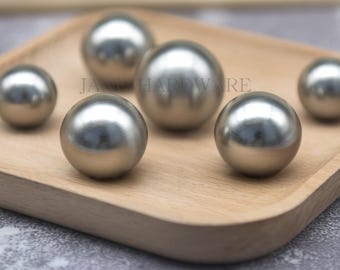 Pomos para armarios de níquel cepillado, pomos de cocina de bola pequeños, pomo de cajón de latón macizo, tirador de cómoda