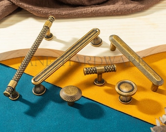 Maniglie per cassetti in ottone anticato: maniglie per cassettiere vintage, maniglie per mobili in stile art deco, ferramenta antica per cucina