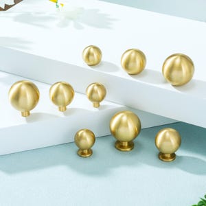 Solid Brass Drawer Knob: Mini Ball kitchen knobs,Silver & Gold Dresser Pulls,Home Decor