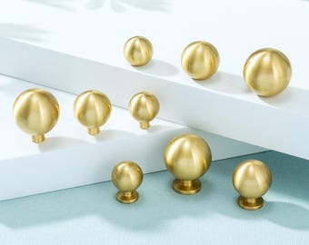 Solid Brass Drawer Knob: Mini Ball kitchen knobs,Silver & Gold Dresser Pulls,Home Decor