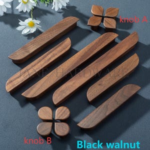 Natural Solid Wood Drawer Pulls, Minimalism Oak Black Walnut Dresser Knobs,Cabinet Knobs Handles