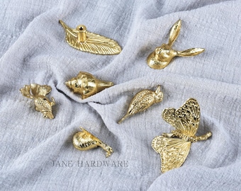Nordic Dresser Drawer knobs Gold Animal Knobs,Solid Brass Cabinet Pulls Home Decor Hardware