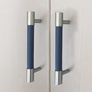 Bunter Lederschrankgriff: Schwarz-Blau-Grün-Rosa-Schrankgriffe, moderne Küchentürknöpfe