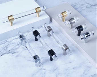 Anpassbare Acryl Schubladenknäufe, Gold Silber Nickel Schwarz Küchenschrank Griff, Klar Kommode Knob